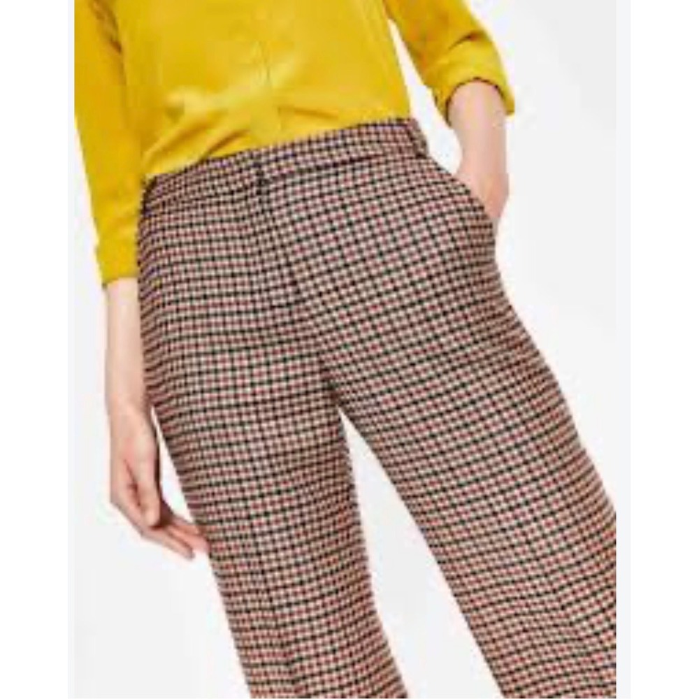 Boden Richmond Slim Leg Check Plaid Pants Red Navy Tan Women US 8P UK 12P